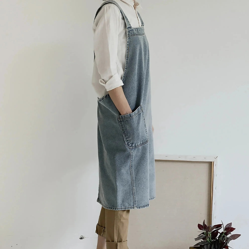 BowLift | Casual Cotton Denim Pocket Apron