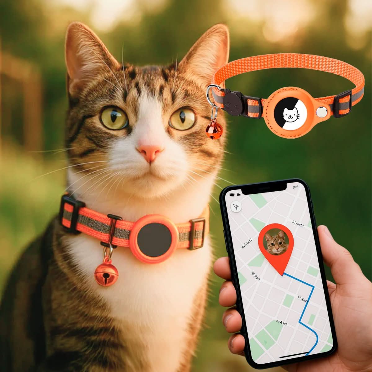 BowLift | GPS Cat Collar with Reflective Design and Safety Closure
