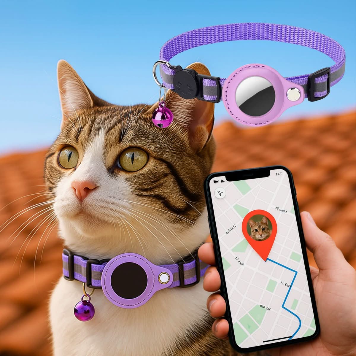 BowLift | GPS Cat Collar with Reflective Design and Safety Closure