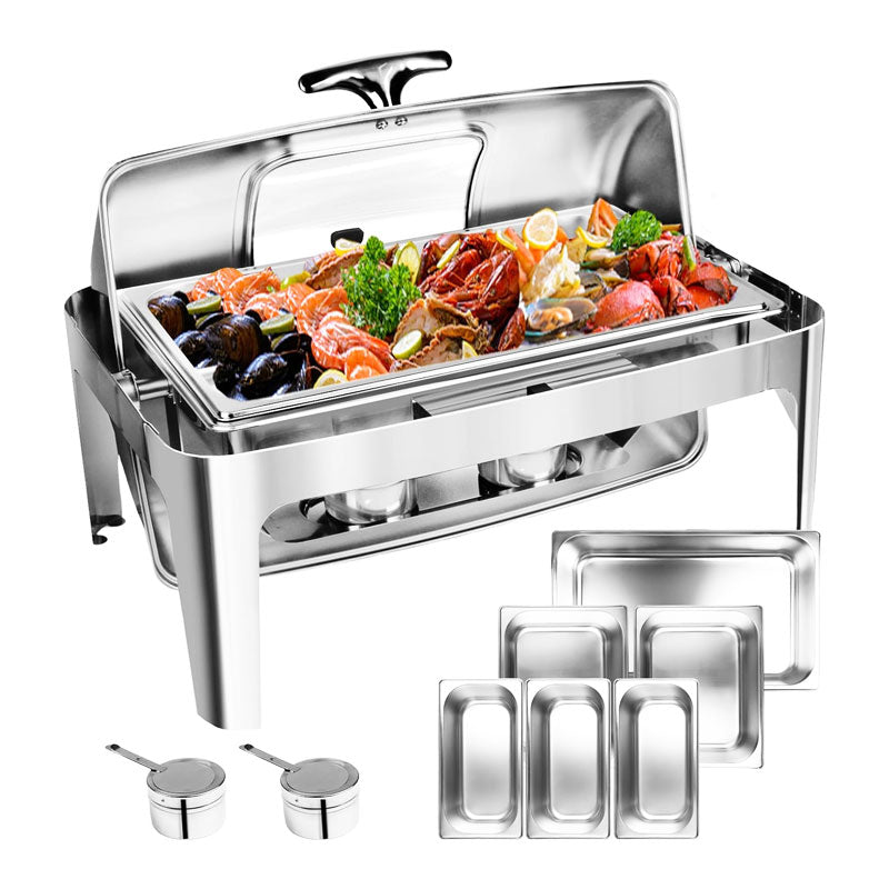 BowLift | 13 QT Chafing Dish Buffet Set,Stainless Steel Food Warmer with Perspective Window For Parties, Wedding, Birthday,Catering