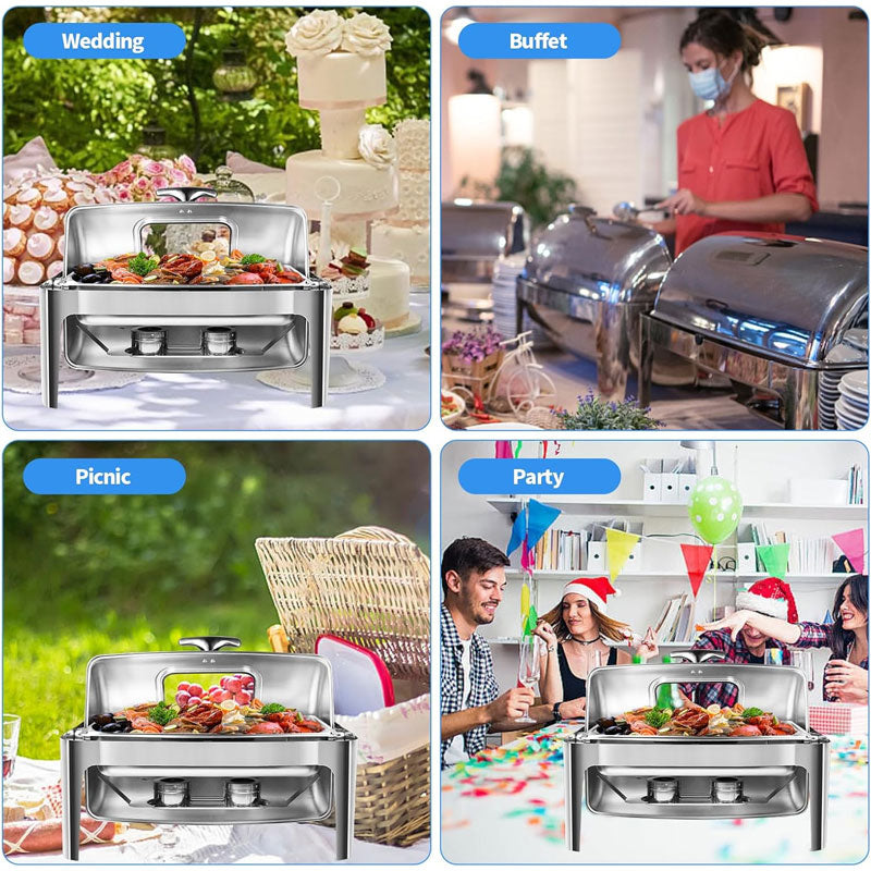 BowLift | 13 QT Chafing Dish Buffet Set,Stainless Steel Food Warmer with Perspective Window For Parties, Wedding, Birthday,Catering