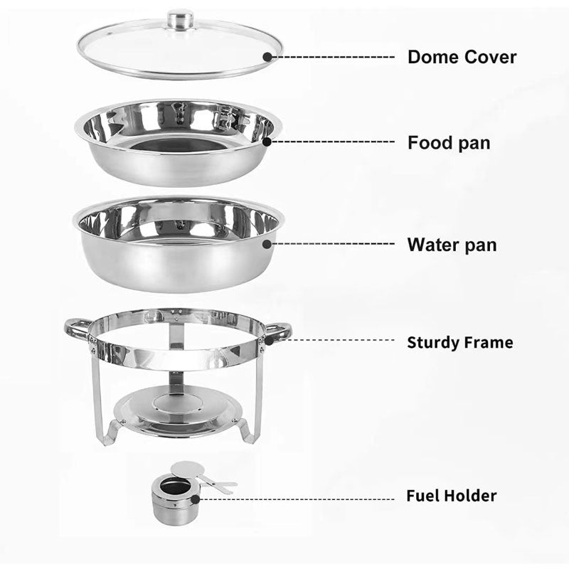 BowLift | Stainless Steel Buffet Stove Set Round Pot 4.5L Hotel Restaurant Banquet Insulation Pot Heating Vegetable Stove
