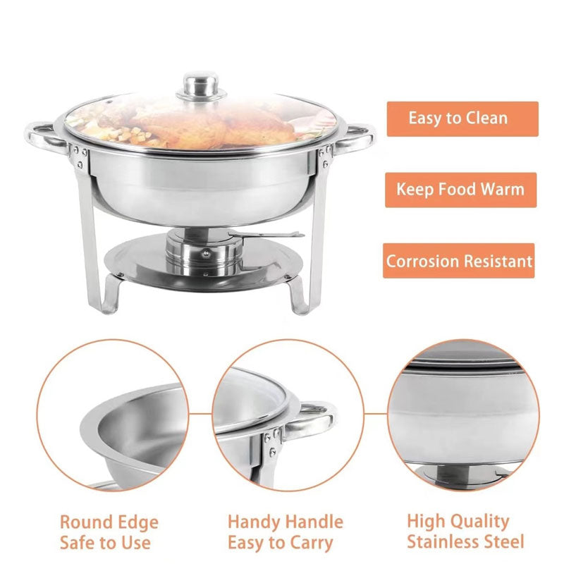BowLift | Stainless Steel Buffet Stove Set Round Pot 4.5L Hotel Restaurant Banquet Insulation Pot Heating Vegetable Stove