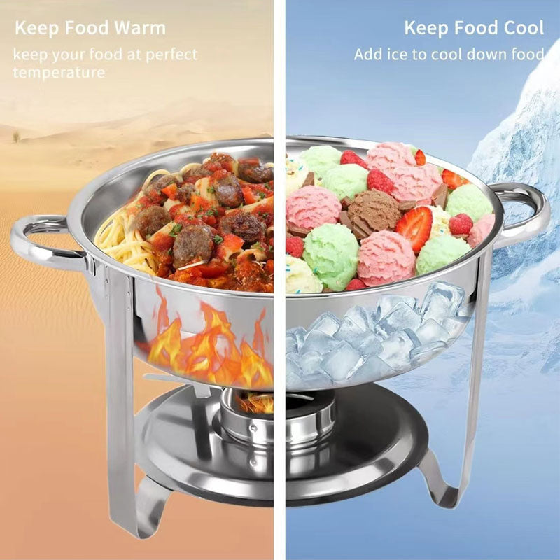 BowLift | Stainless Steel Buffet Stove Set Round Pot 4.5L Hotel Restaurant Banquet Insulation Pot Heating Vegetable Stove