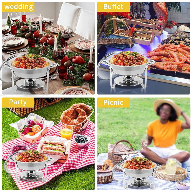 BowLift | Stainless Steel Buffet Stove Set Round Pot 4.5L Hotel Restaurant Banquet Insulation Pot Heating Vegetable Stove