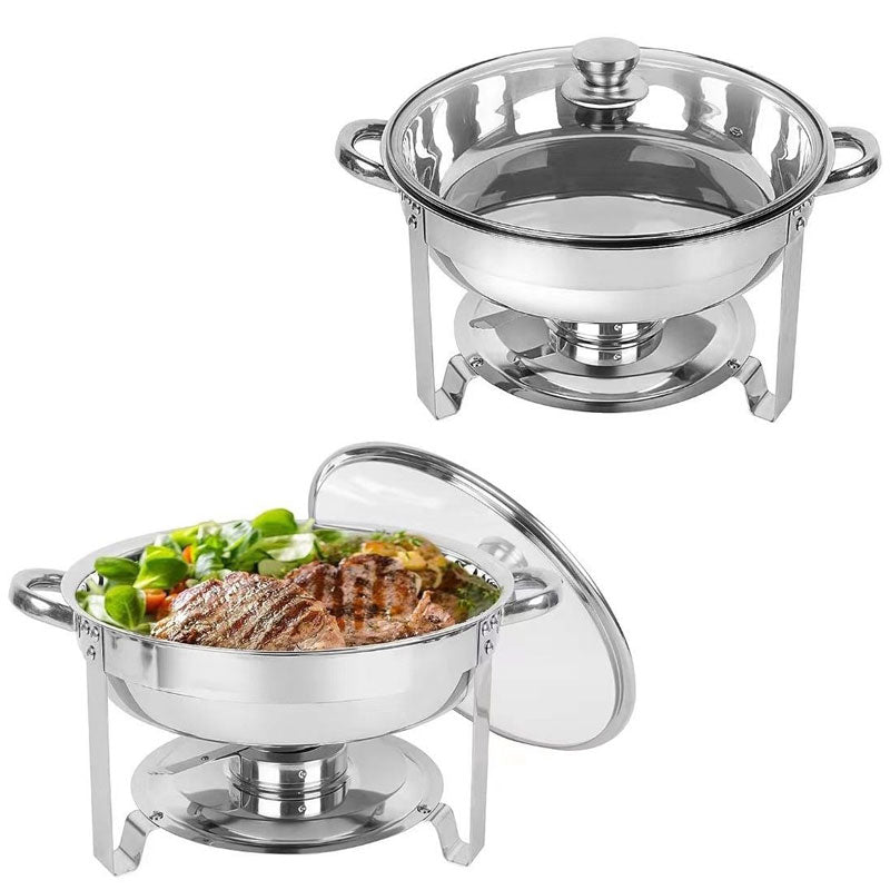 BowLift | Stainless Steel Buffet Stove Set Round Pot 4.5L Hotel Restaurant Banquet Insulation Pot Heating Vegetable Stove