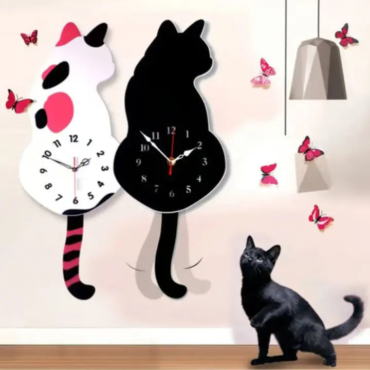 BowLift | Charming Cat Wall Clock with Swinging Tail