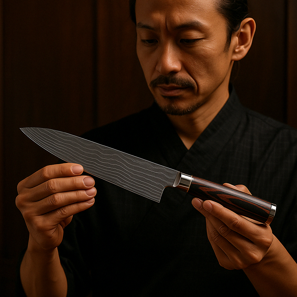 BowLift | Damascus Steel Chef's Knife | 20 cm Blade, Ergonomic Resin Handle & Ideal for Home Cooking