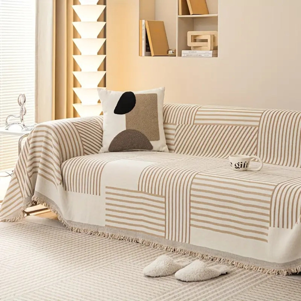 BowLift | Chenille Striped Tassel Sofa Cover