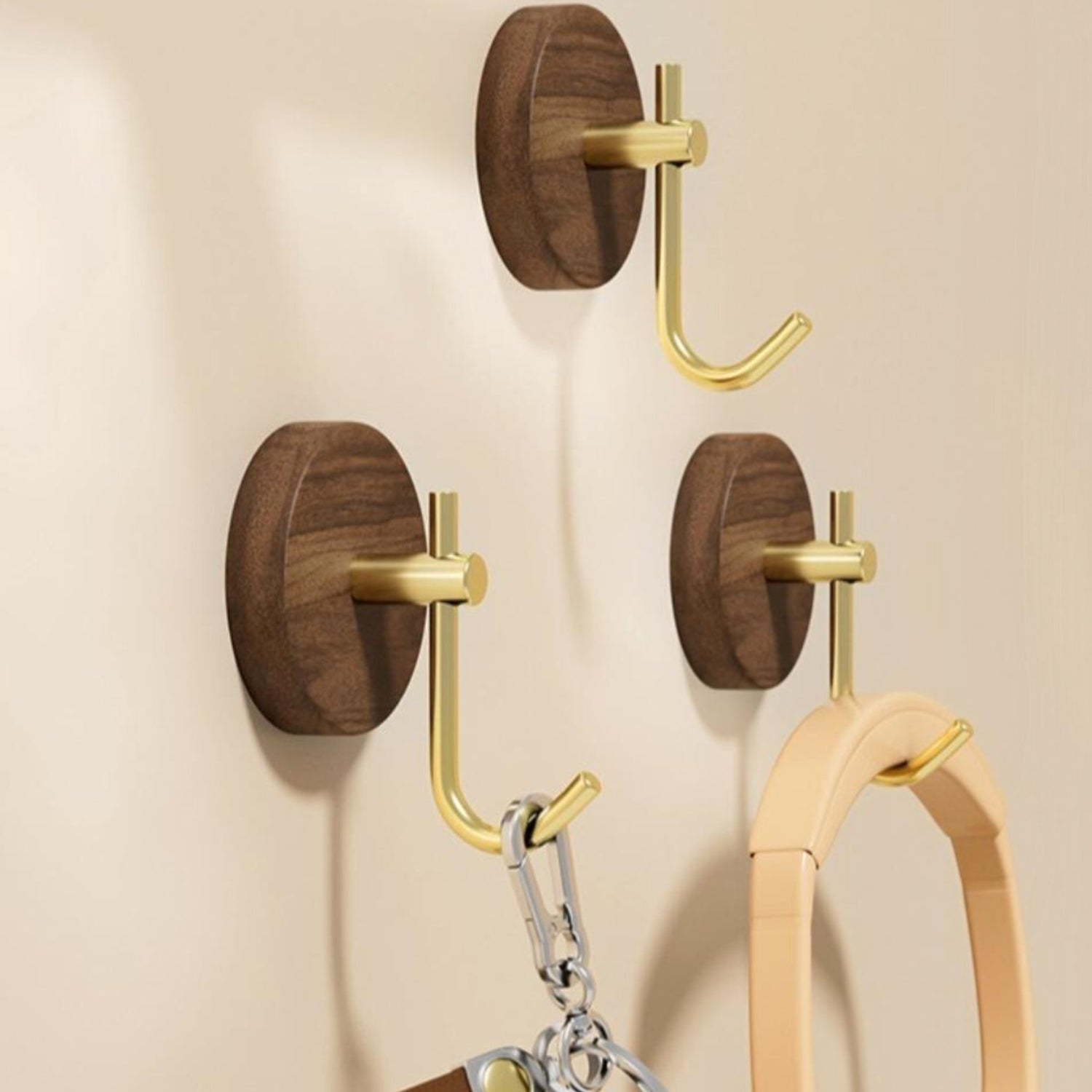 BowLift | Chic Round Self-Adhesive Timber Wall Hook Piece