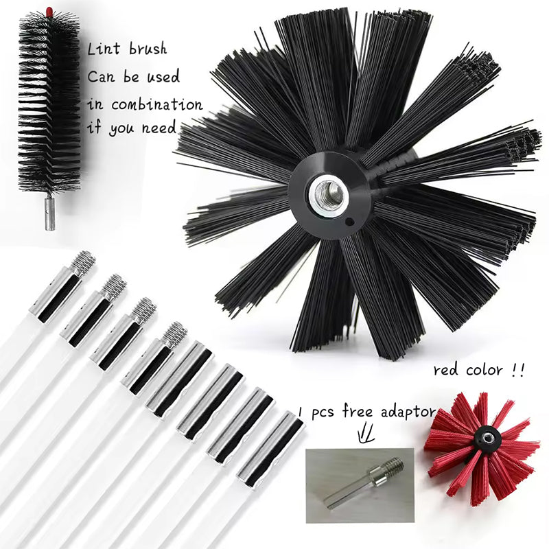 BowLift | 12 Feet Rotary Power Drill Nylon Chimney Sweep Brush Dryer Vent Cleaning Kit With Flexible