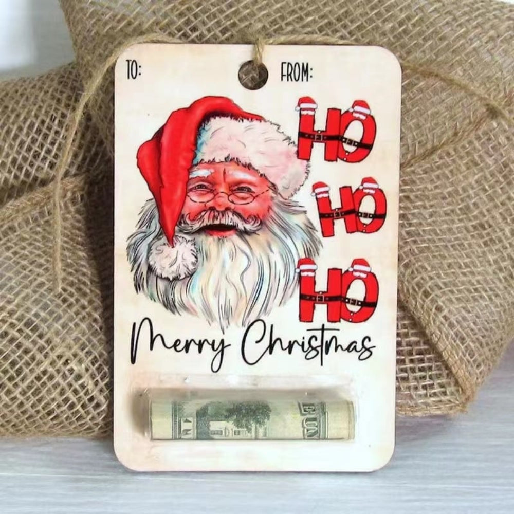 BowLift | Christmas Cards Wooden Money Holder Ornament Decoration