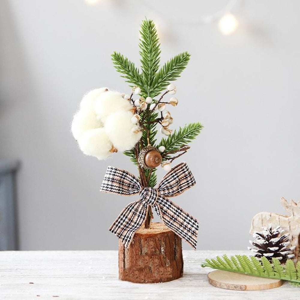 BowLift | Christmas Ornament Mini Tabletop Tree Rustic Burlap Holiday Decor