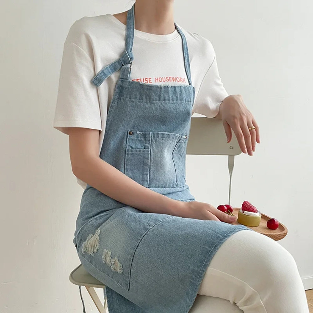 BowLift | Classic Blue Denim Pocket Apron