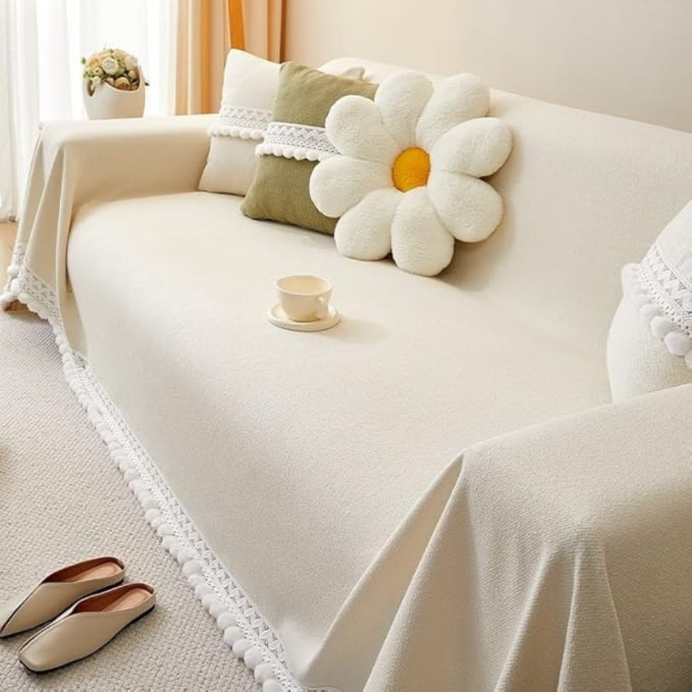 BowLift | Classic Chenille Lace Edge Sofa Cover