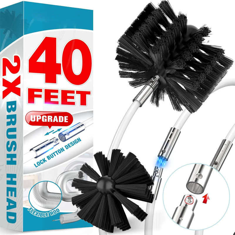 BowLift | White 40 FEET Cleaning Brushes Dryer Vent Cleaner Kit with Flexible Lint Trap Brush, Vacuum & Dryer Adapters