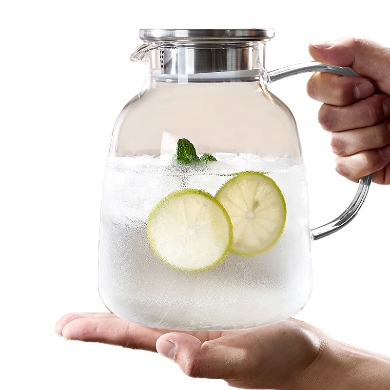 BowLift | 1800ML Glass Cold Kettle, Heat-Resistant Glass Cup, Flower Teapot, Juice Pot