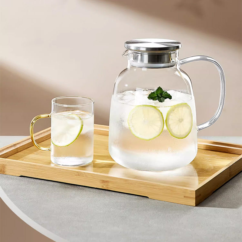 BowLift | 1800ML Glass Cold Kettle, Heat-Resistant Glass Cup, Flower Teapot, Juice Pot