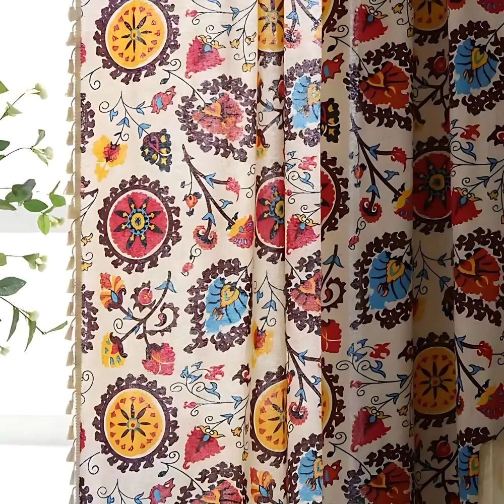 BowLift | Boho Color Wheel Bloom Tassel Curtain