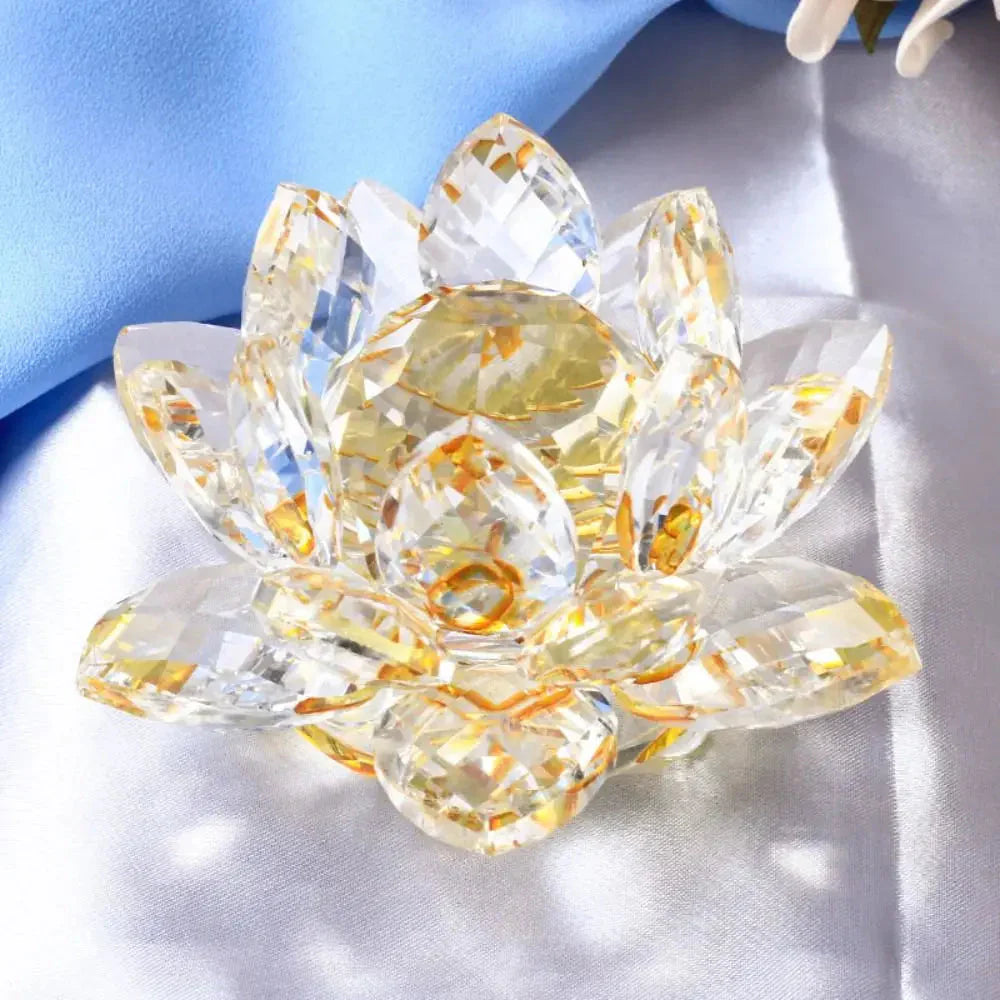 BowLift | Crystal Lotus Flower Figurine Home Wedding Decoration Glass Art Collection Paperweight Office Table Ornaments Souvenir Gifts