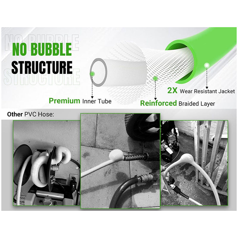BowLift | Flexible 3200 PSI Pressure Washer Hose 50FT 1/4" Kink Resistant Power Washer Hose Replacement Leak-Free M22 Fittings
