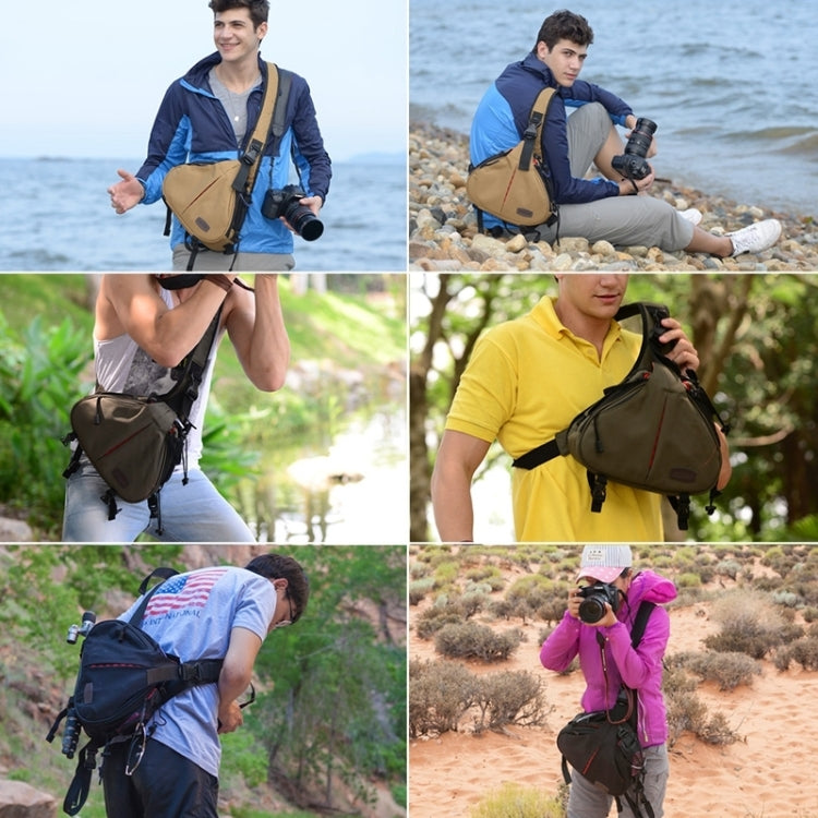 BowLift | CADEN Triangle Tscope Sling Shoulder Cross Digital Camera Bags Case Soft Bag with Rain Cover for Canon Nikon Sony K1, Size: 36*31*15cm (Army Green)