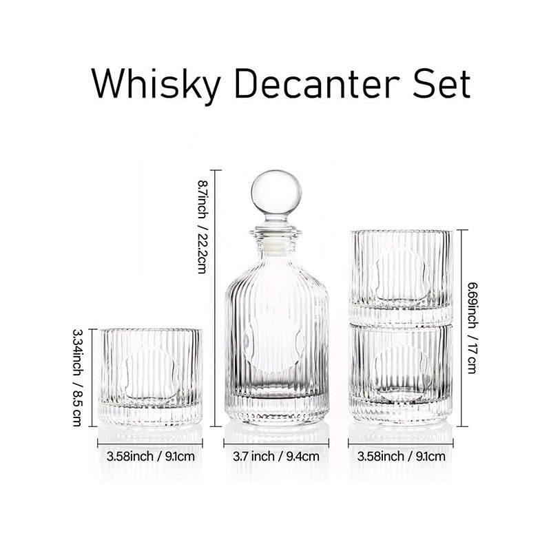 BowLift | 18oz Whiskey Liquor Wine Decanter Set Include(1decanter+2glasses) for Bar Home Restaurant Kitchen Bathroom