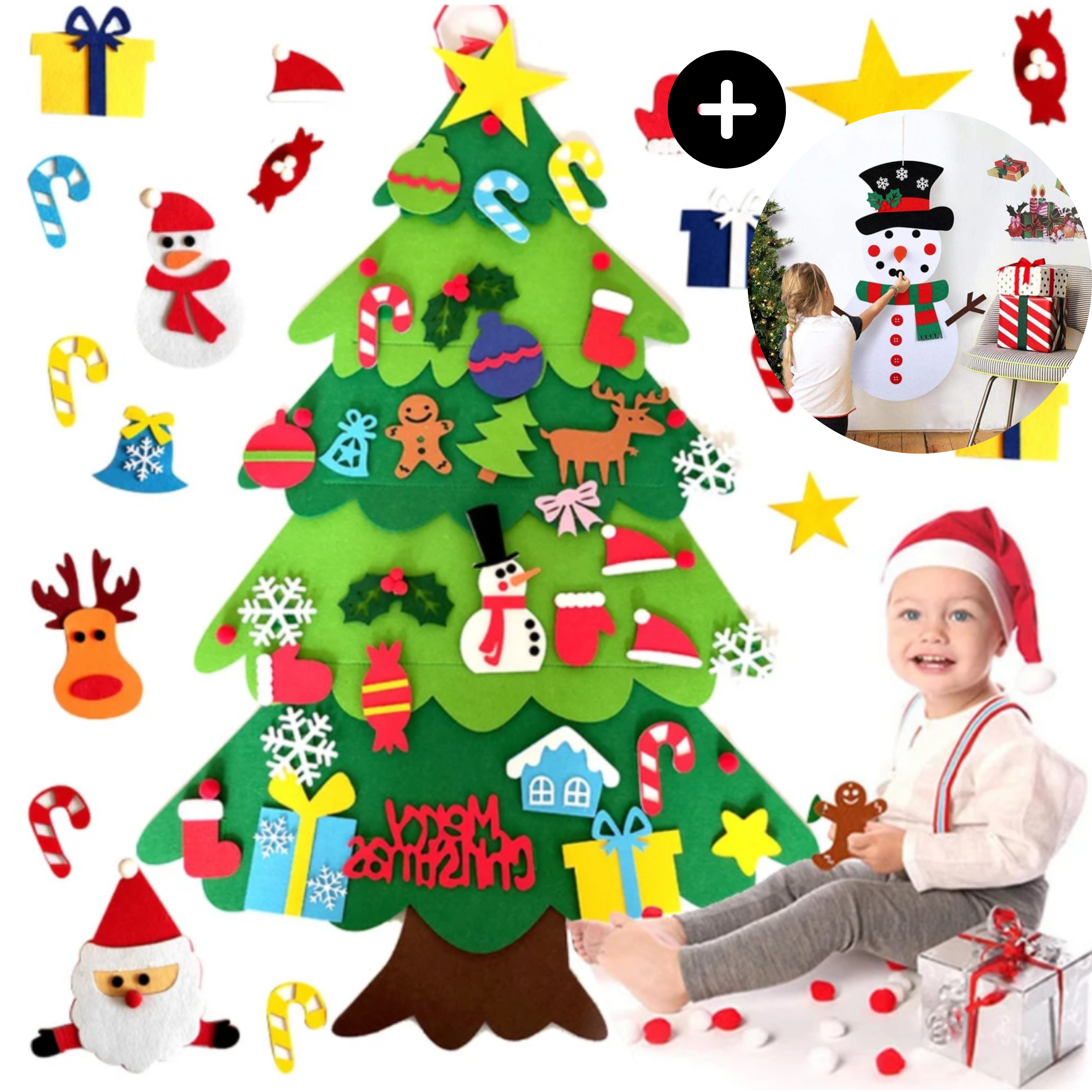 BowLift | Felt Christmas Tree for Kids – Montessori Learning Toy with 32 Ornaments