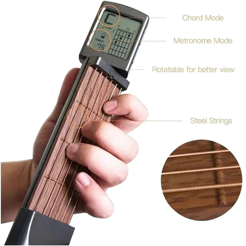 BowLift | Pocket Guitar Trainer | Real Steel Strings, Adjustable Tension & 400+ Chords for Beginners and On-the-Go Practice