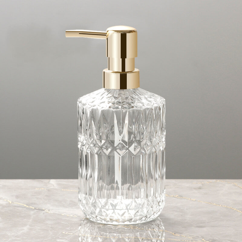 BowLift | CrystalFoam Glass Soap Dispenser | Diamond Pattern Design | Elegant Storage for Soap | Modern Bathroom Decor