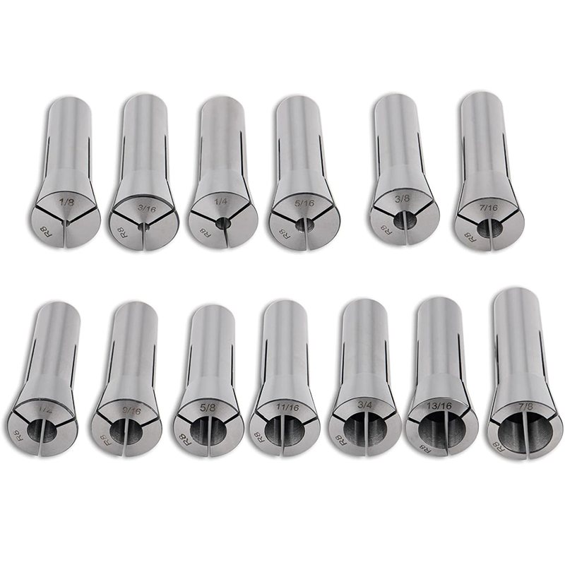 BowLift | 13Pcs Precision R8 Collet Set, Mill Chuck Holder with 13 Labeled Storage Boxes for Milling Machine Drill Presses Boring Machine Machining