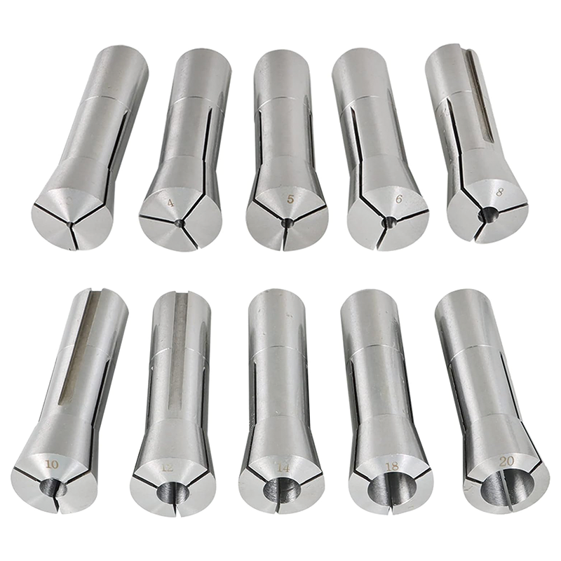 BowLift | 10 pcs Precision R8 Collet Chuck Spring Collet Set, Round Collet Set 3-20MM Fit for CNC Engraving Machine and Milling Lathe Tool