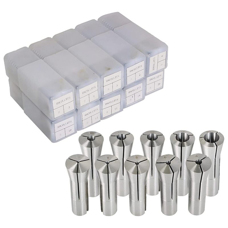 BowLift | 10 pcs Precision R8 Collet Chuck Spring Collet Set, Round Collet Set 3-20MM Fit for CNC Engraving Machine and Milling Lathe Tool