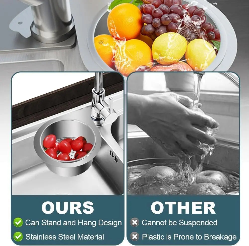 BowLift | Stainless Steel Corner Sink Strainer with Quick Drain Design