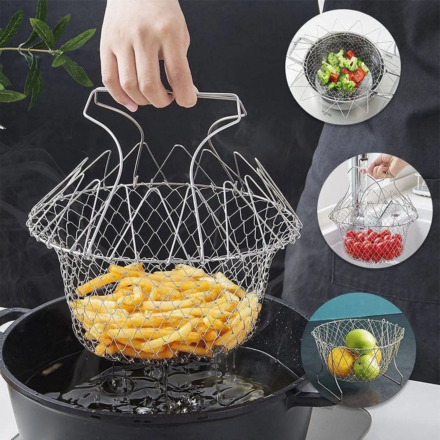 BowLift | Stainless Steel Cooking Basket with Handles – Easy Draining & Serving