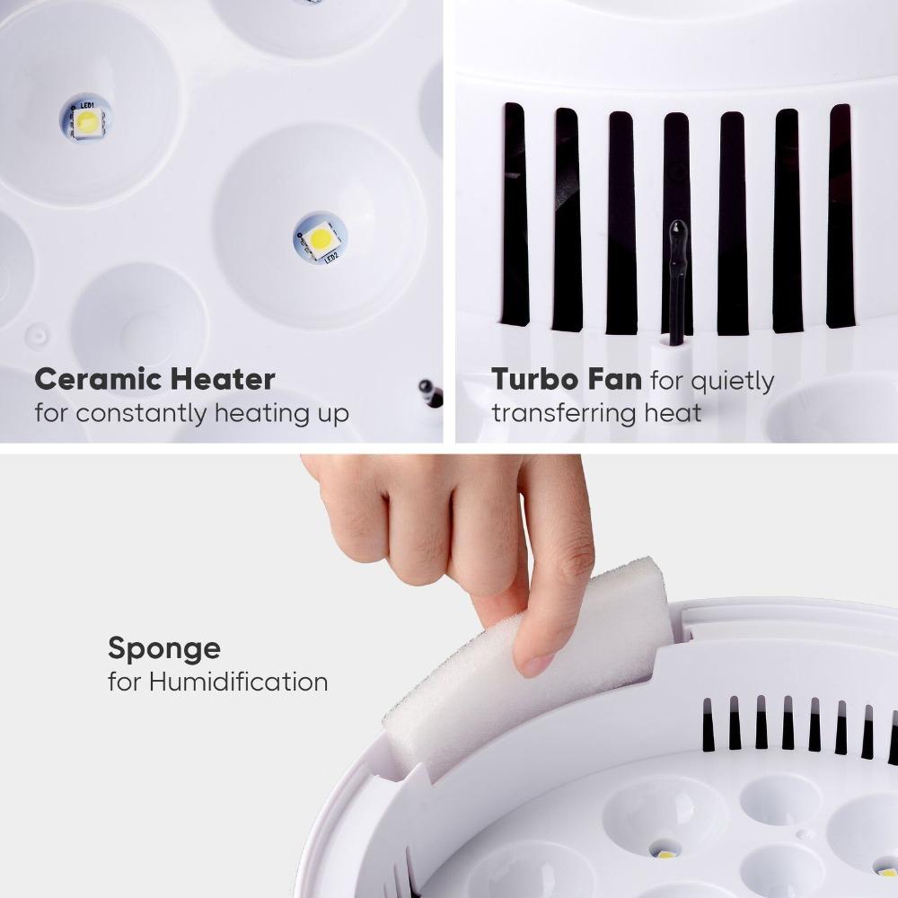 BowLift | Egg Incubator for Chicken Eggs Incubator for Egg Hatching Chicks with Temp Control LED Chicken Hatcher