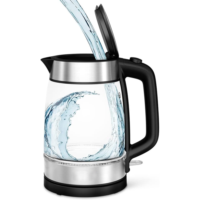 BowLift | 1.7 Liter Glass Electric Kettle LED Indicator, Anti Scale Filter, One Cup in 80 Seconds, 1500 Watts, Fast Boiling, Auto Off, Keep Warm, Cordless