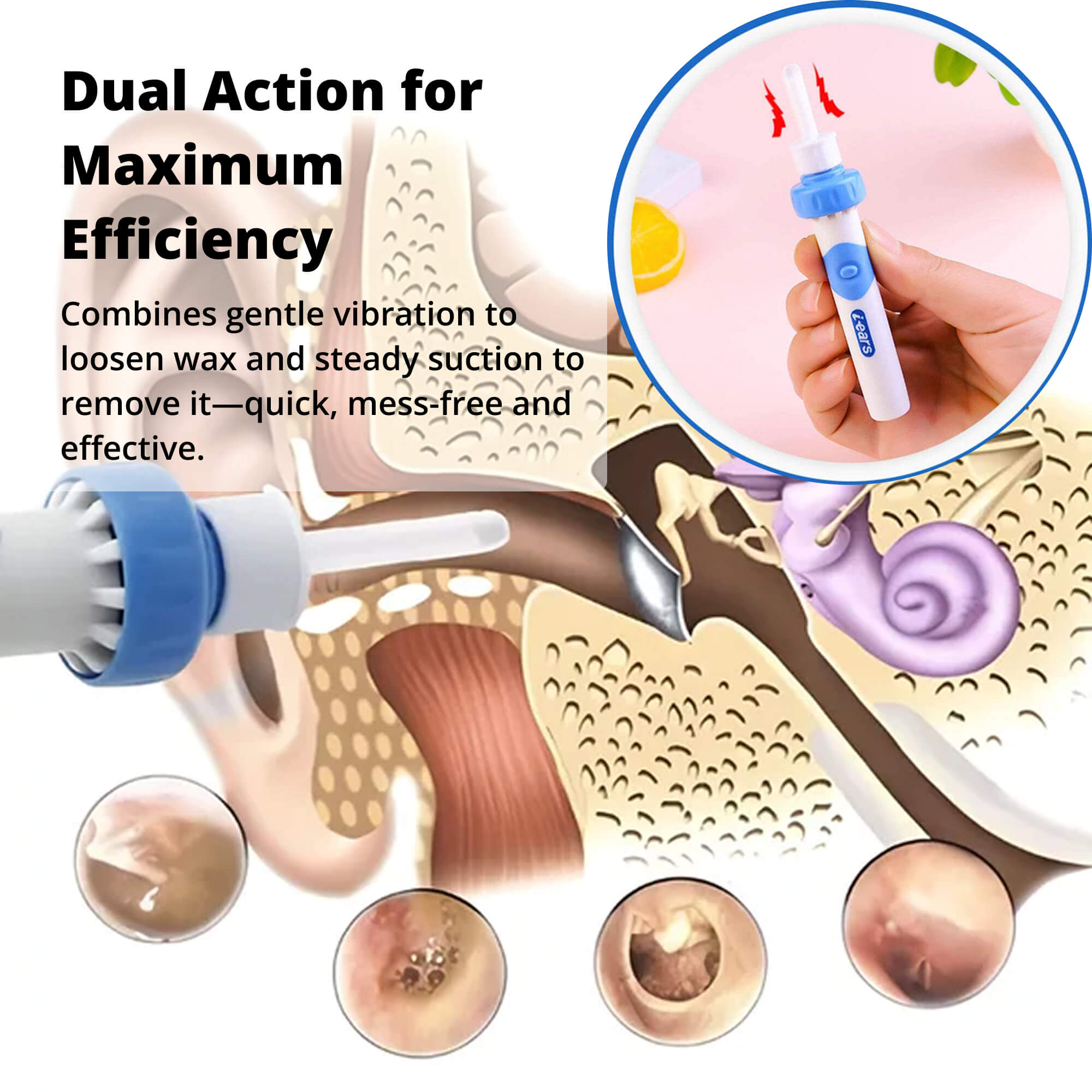 BowLift | Electric Ear Suction Wax Removal Tool | Ergonomic, Silicone Tip & Compact Design for Safe Ear Hygiene at Home or Travel