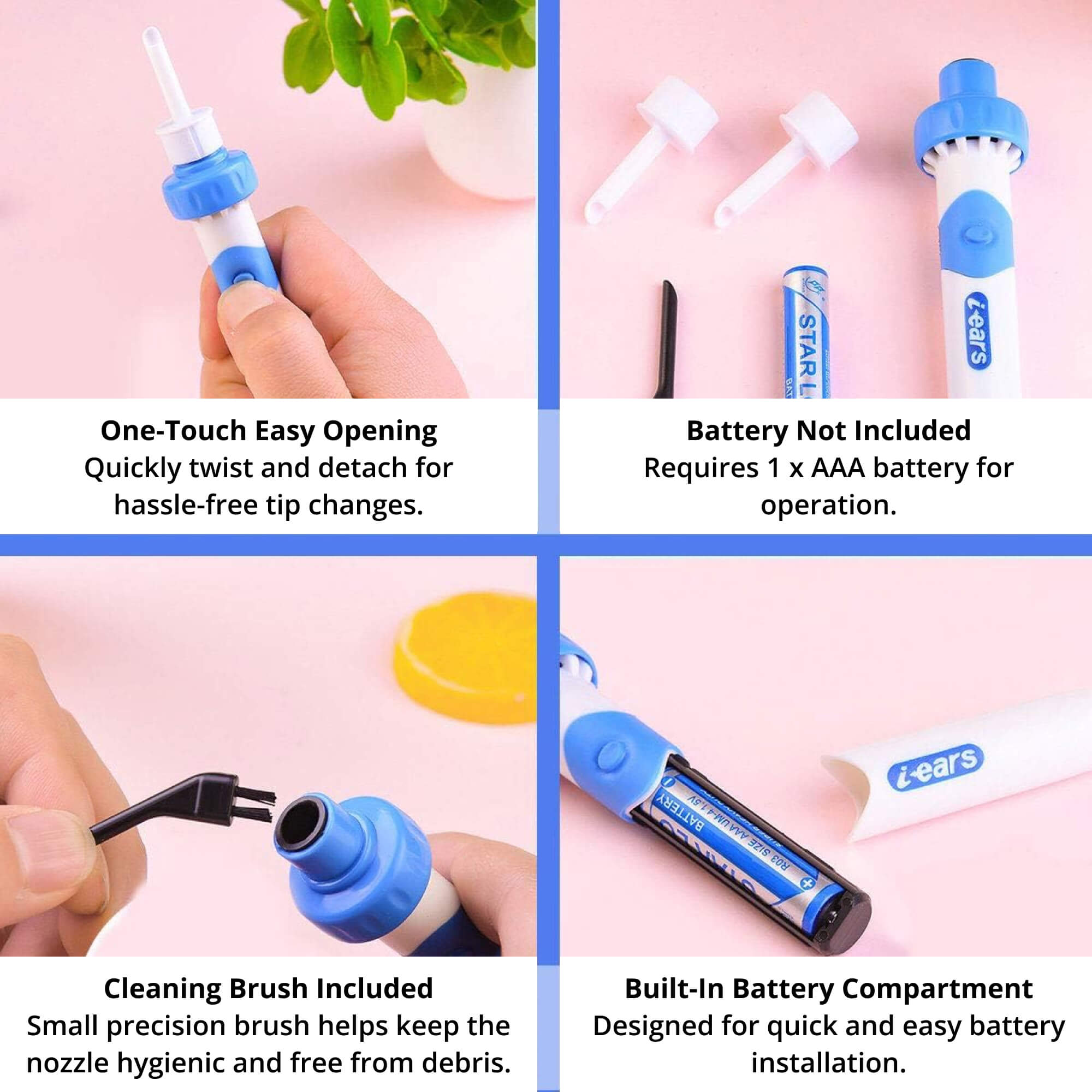 BowLift | Electric Ear Suction Wax Removal Tool | Ergonomic, Silicone Tip & Compact Design for Safe Ear Hygiene at Home or Travel