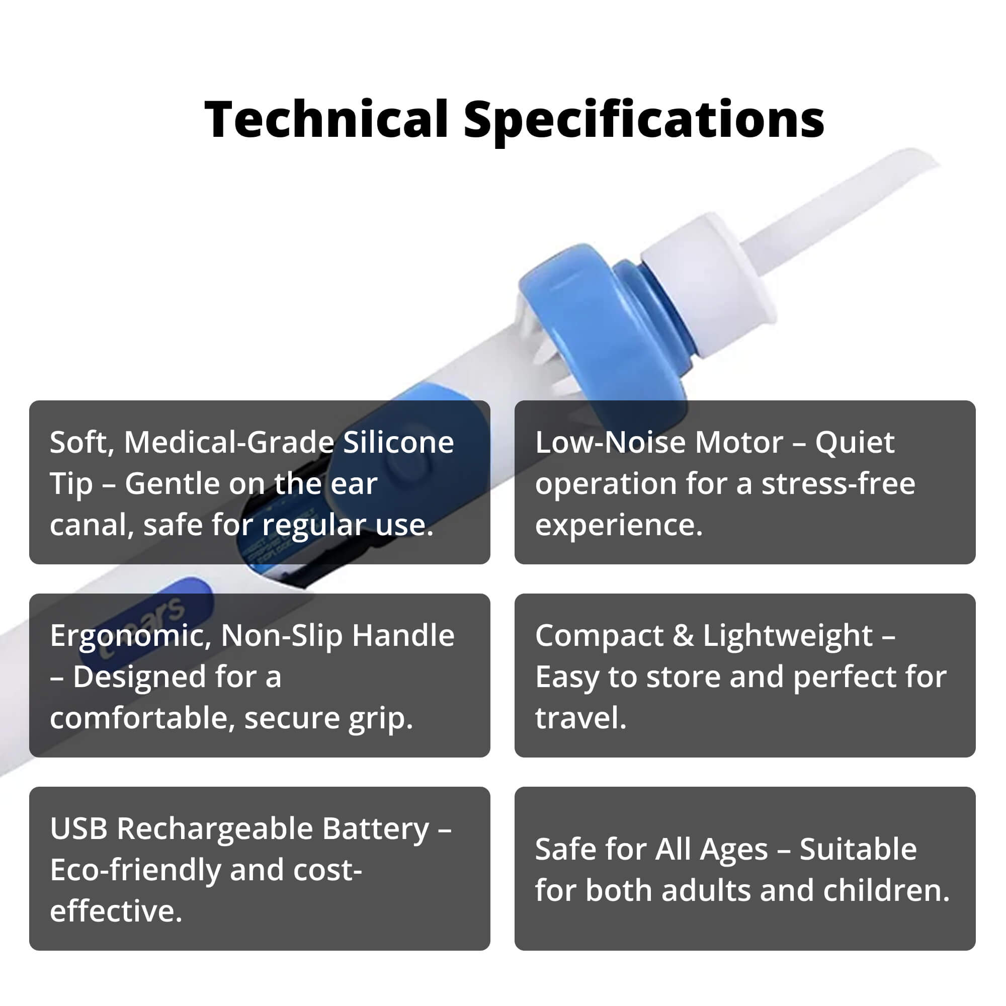 BowLift | Electric Ear Suction Wax Removal Tool | Ergonomic, Silicone Tip & Compact Design for Safe Ear Hygiene at Home or Travel
