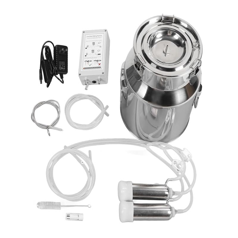 BowLift | 14L Electric Cow Milking Machine 304 Stainless Steel Bucket Portable Plug-in Pulsating Vacuum Pump