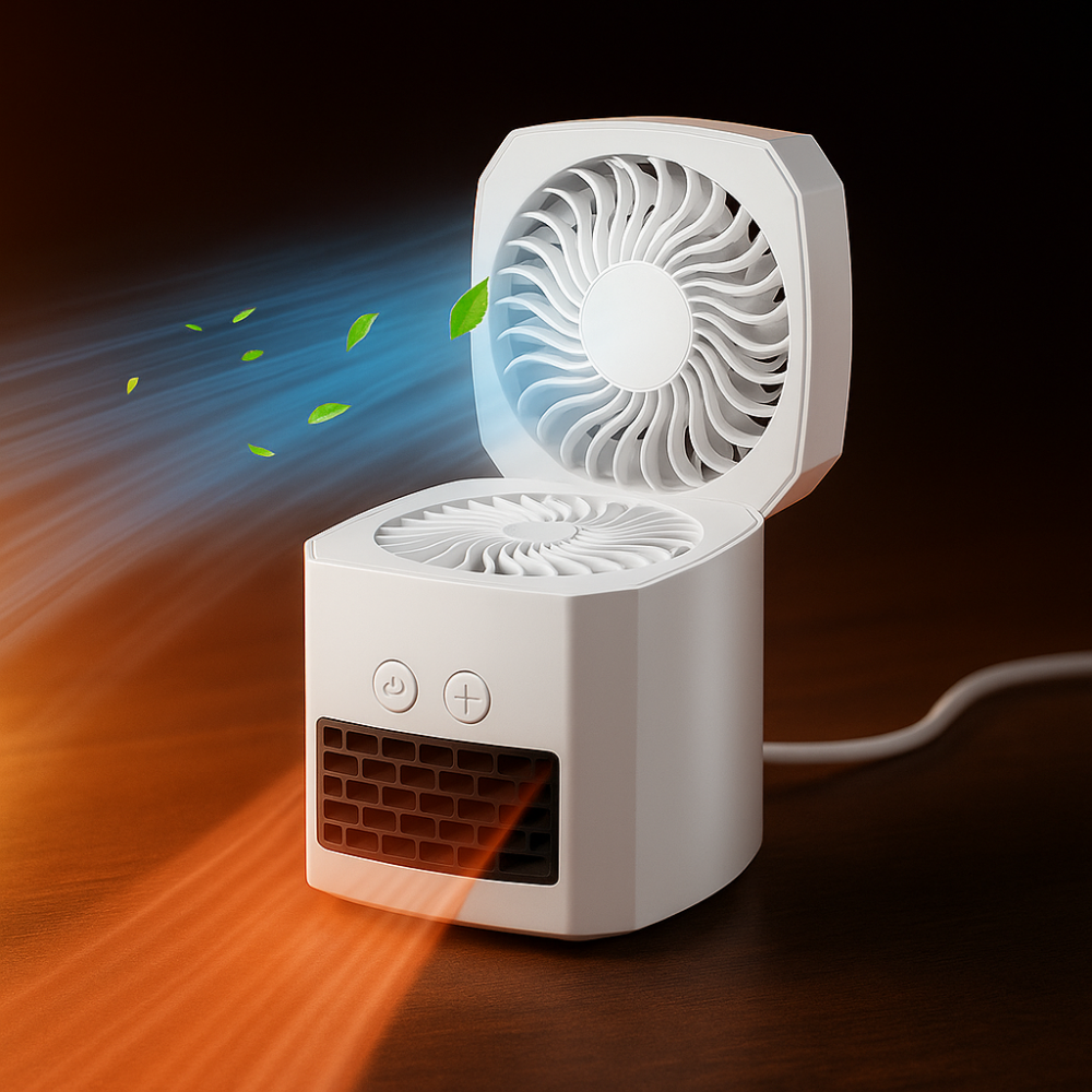 BowLift | Electric Space Heater Portable Mini Desktop Fan Cooler ABS Square 400W