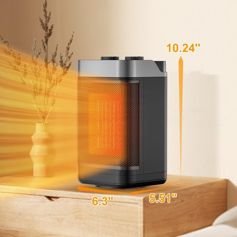 BowLift | 1500W Portable Electric Space Heater 2-Level Adjustable Quiet Ceramic Heater Fan 60°Oscillating Electric Heater for Bedroom Office Indoor Use