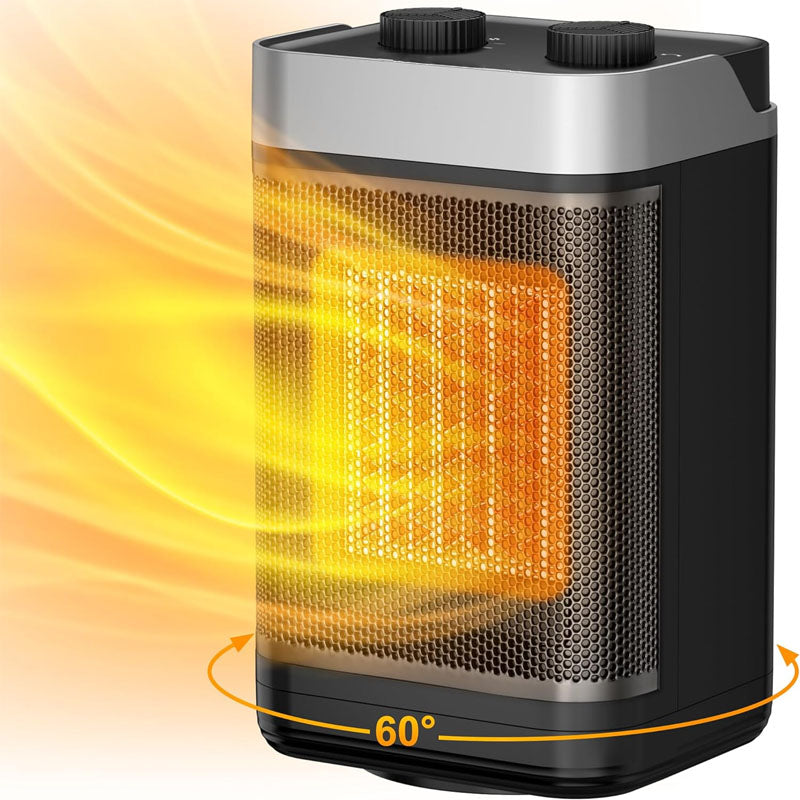 BowLift | 1500W Portable Electric Space Heater 2-Level Adjustable Quiet Ceramic Heater Fan 60°Oscillating Electric Heater for Bedroom Office Indoor Use