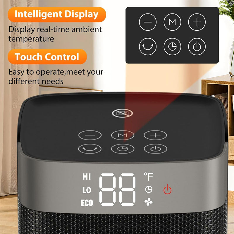 BowLift | 16 inch Electric Space Heaters with Thermostat Remote Control  60°Oscillating 4 Modes 12h Timer