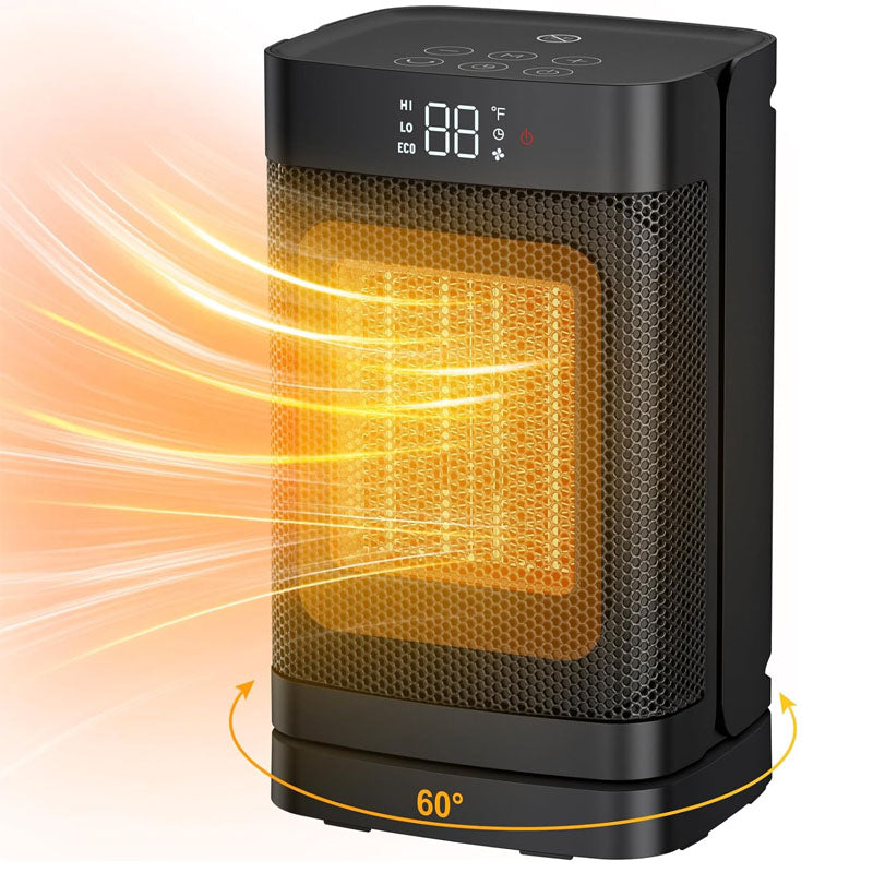 BowLift | 10 inch Electric Space Heater 1500W Portable Heater 60°Oscillating 4 Modes 12h Timer Space Heater Indoor with Thermostat
