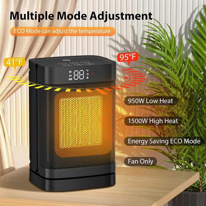 BowLift | 10 inch Electric Space Heater 1500W Portable Heater 60°Oscillating 4 Modes 12h Timer Space Heater Indoor with Thermostat