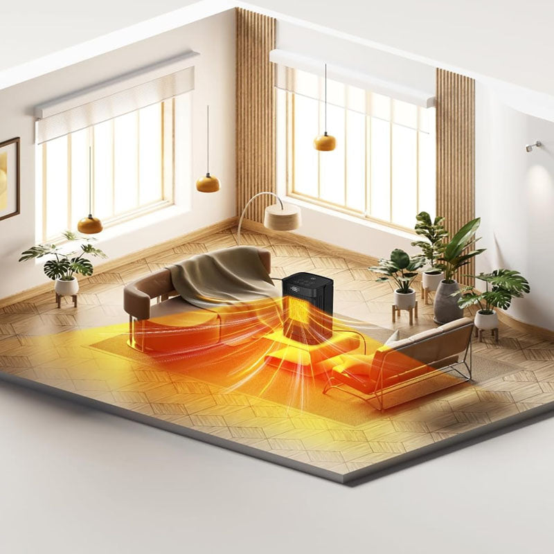 BowLift | 10 inch Electric Space Heater 1500W Portable Heater 60°Oscillating 4 Modes 12h Timer Space Heater Indoor with Thermostat