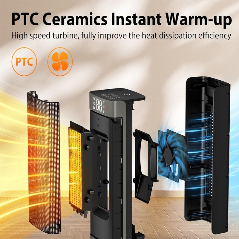 BowLift | 16 inch Electric Space Heaters with Thermostat Remote Control  60°Oscillating 4 Modes 12h Timer