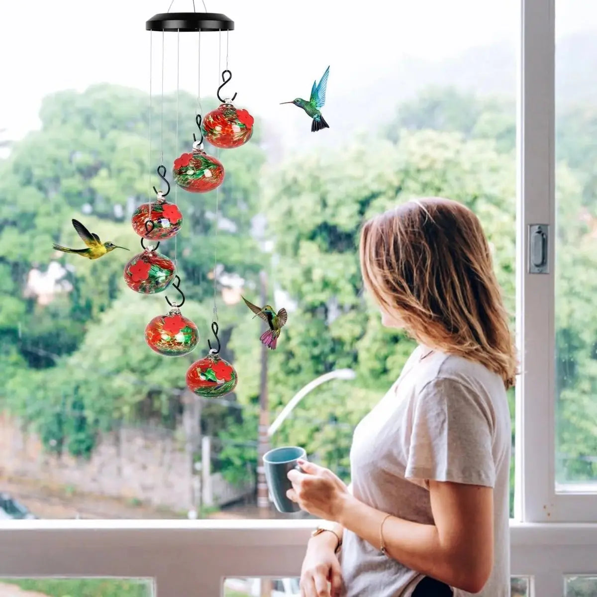BowLift | Elegant Hummingbird Feeder Station with Wind Chimes – Effortlessly Attracts Birds